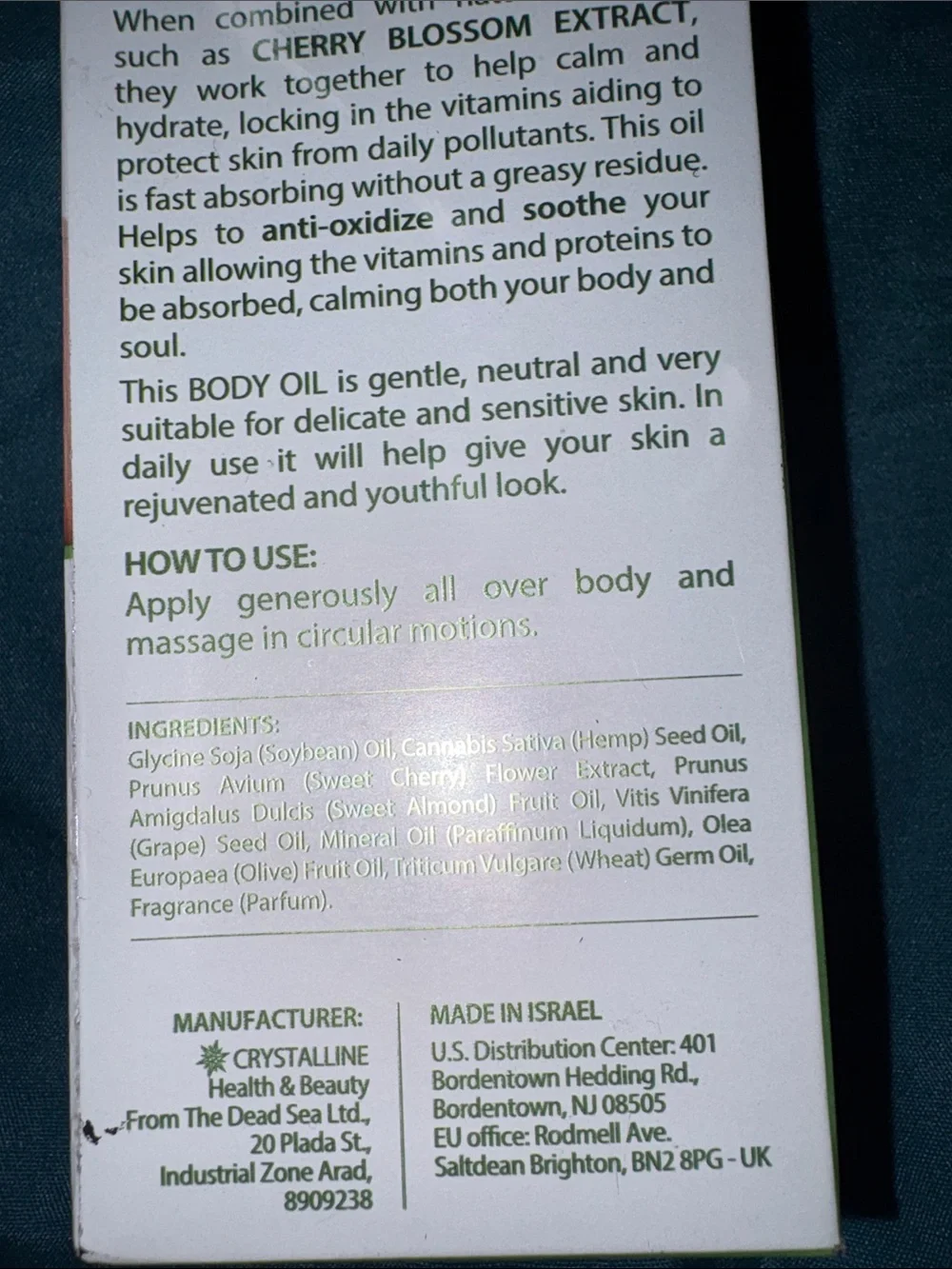 Hemp Cherry Blossom Body Oil - 4 fl oz